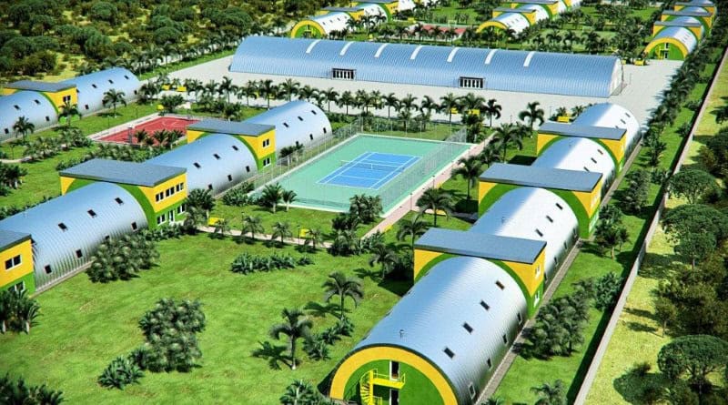 Moderní montované obloukové ocelové haly s obytnými a sportovními prostory, realizace HUPRO SYSTEMS SE.