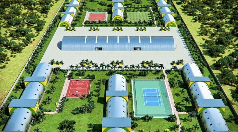 Montované obloukové ocelové haly se sportovními hřišti a zázemím, realizace HUPRO SYSTEMS SE.