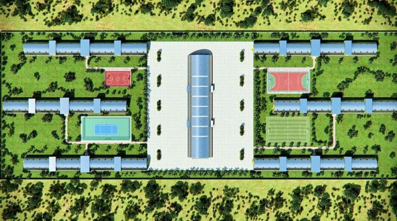 Montované obloukové ocelové haly se sportovními hřišti a zázemím, realizace HUPRO SYSTEMS SE.